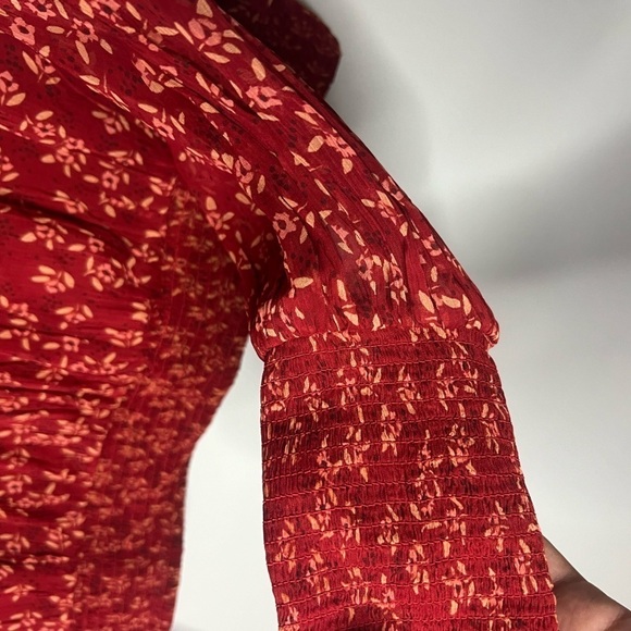 Free People Roma Blouse Berry Combo Red Large - Picture 6 of 12